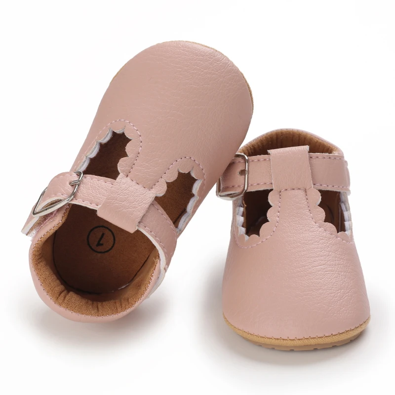Breathable Newborn Baby Shoes Baby Boy Girl Shoes Girl Classic Bowknot Rubber Sole Anti-slip PU  Toddler Shoes First Walker
