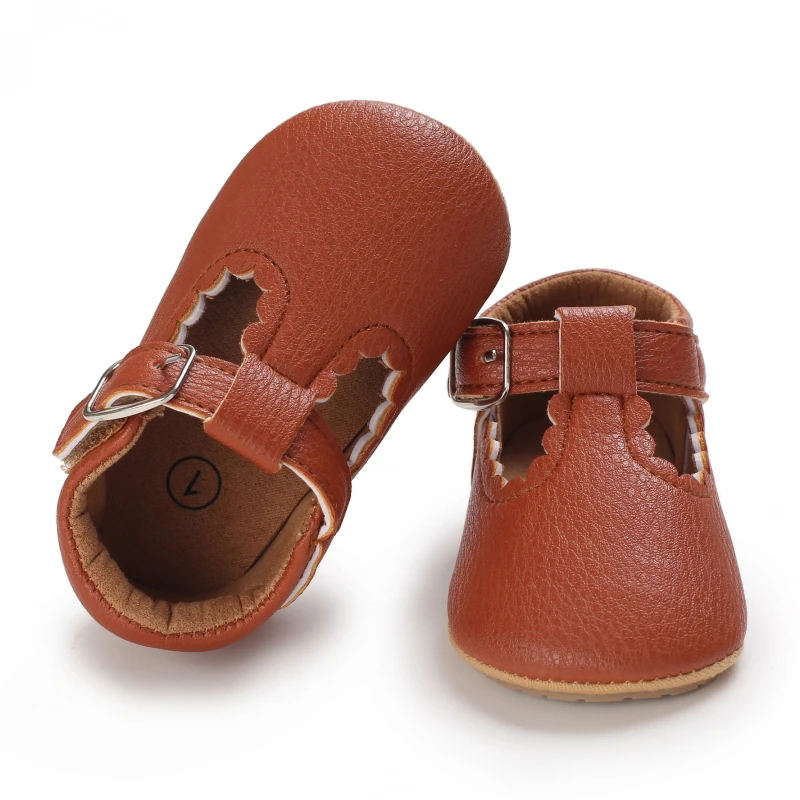 Breathable Newborn Baby Shoes Baby Boy Girl Shoes Girl Classic Bowknot Rubber Sole Anti-slip PU  Toddler Shoes First Walker