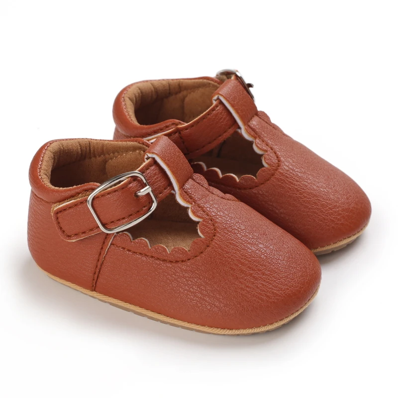 Breathable Newborn Baby Shoes Baby Boy Girl Shoes Girl Classic Bowknot Rubber Sole Anti-slip PU  Toddler Shoes First Walker