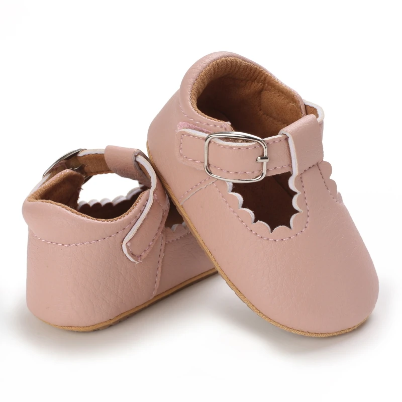 Breathable Newborn Baby Shoes Baby Boy Girl Shoes Girl Classic Bowknot Rubber Sole Anti-slip PU  Toddler Shoes First Walker