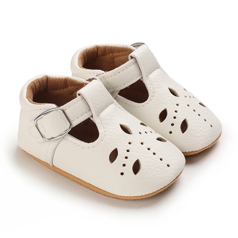 Breathable Newborn Baby Shoes Baby Boy Girl Shoes Girl Classic Bowknot Rubber Sole Anti-slip PU  Toddler Shoes First Walker
