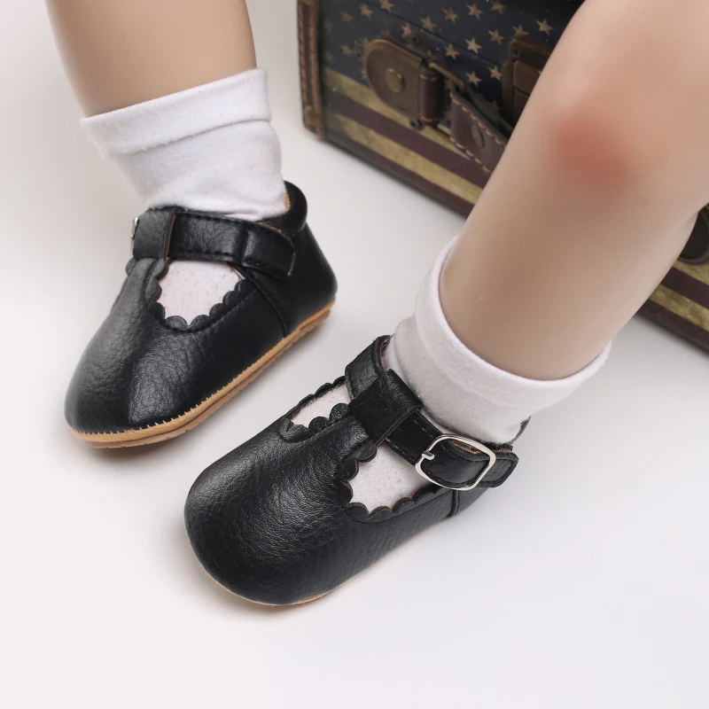 Breathable Newborn Baby Shoes Baby Boy Girl Shoes Girl Classic Bowknot Rubber Sole Anti-slip PU  Toddler Shoes First Walker