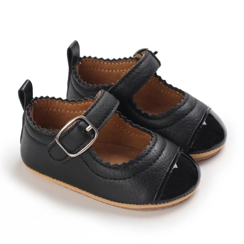Breathable Newborn Baby Shoes Baby Boy Girl Shoes Girl Classic Bowknot Rubber Sole Anti-slip PU  Toddler Shoes First Walker