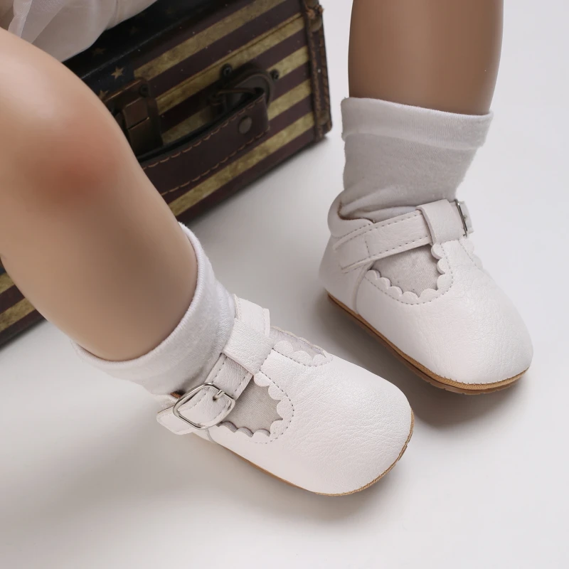 Breathable Newborn Baby Shoes Baby Boy Girl Shoes Girl Classic Bowknot Rubber Sole Anti-slip PU  Toddler Shoes First Walker