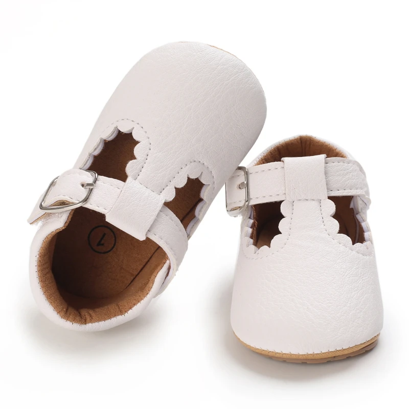 Breathable Newborn Baby Shoes Baby Boy Girl Shoes Girl Classic Bowknot Rubber Sole Anti-slip PU  Toddler Shoes First Walker