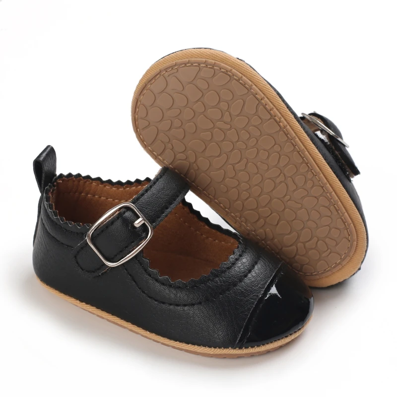 Breathable Newborn Baby Shoes Baby Boy Girl Shoes Girl Classic Bowknot Rubber Sole Anti-slip PU  Toddler Shoes First Walker