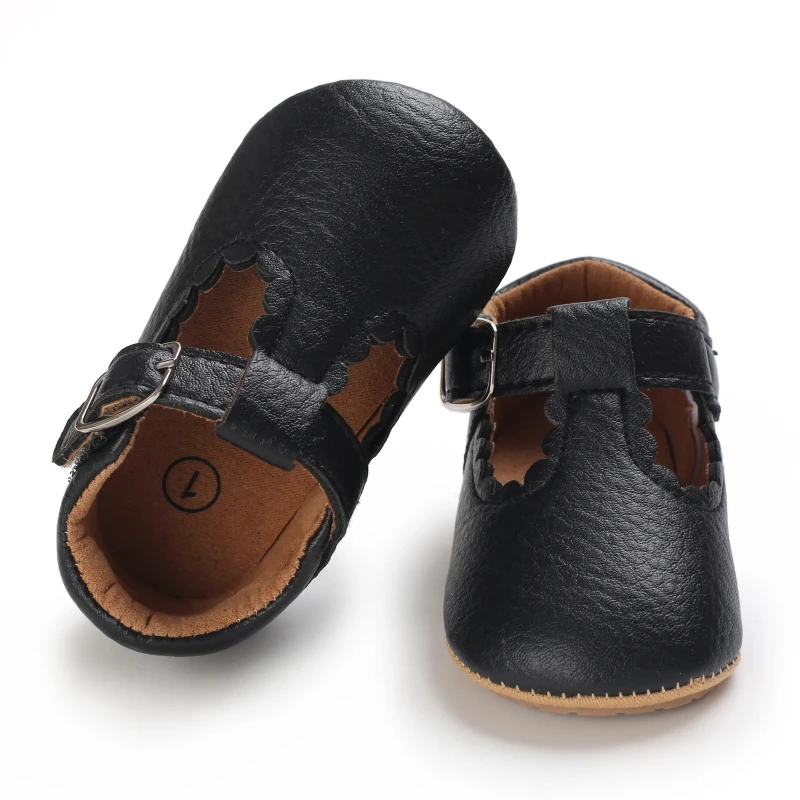 Breathable Newborn Baby Shoes Baby Boy Girl Shoes Girl Classic Bowknot Rubber Sole Anti-slip PU  Toddler Shoes First Walker