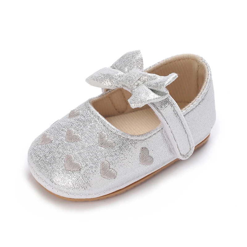 Breathable Newborn Baby Shoes Baby Boy Girl Shoes Girl Classic Bowknot Rubber Sole Anti-slip PU  Toddler Shoes First Walker