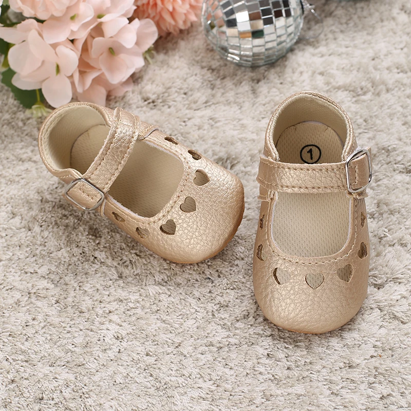 Breathable Newborn Baby Shoes Baby Boy Girl Shoes Girl Classic Bowknot Rubber Sole Anti-slip PU  Toddler Shoes First Walker