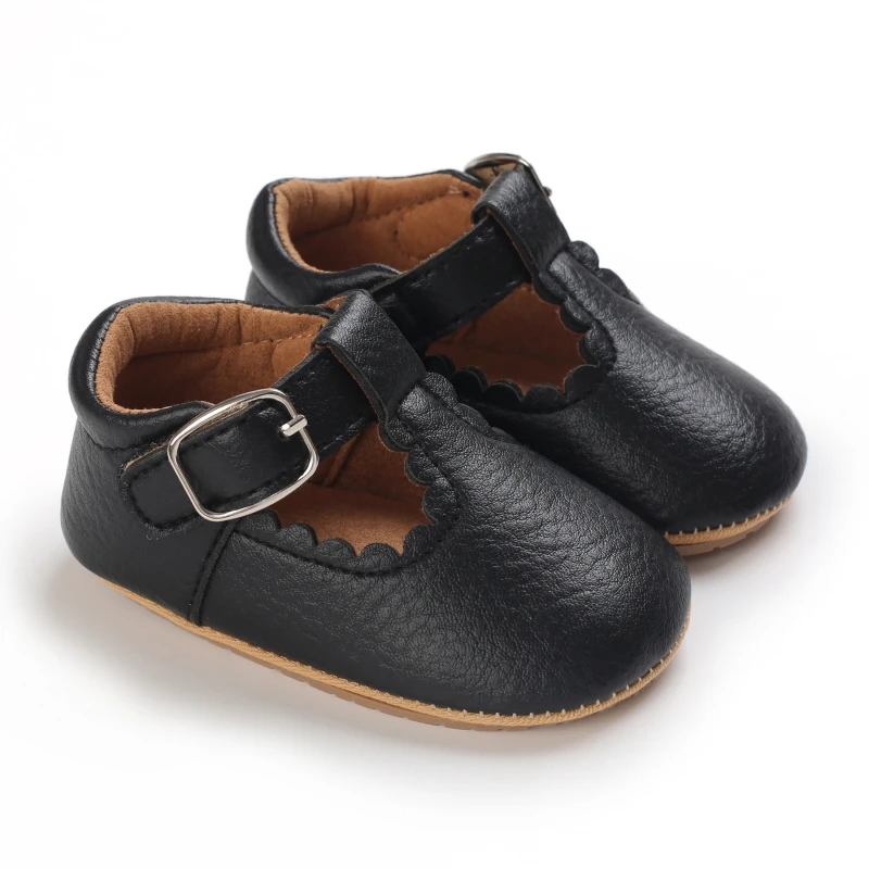 Breathable Newborn Baby Shoes Baby Boy Girl Shoes Girl Classic Bowknot Rubber Sole Anti-slip PU  Toddler Shoes First Walker
