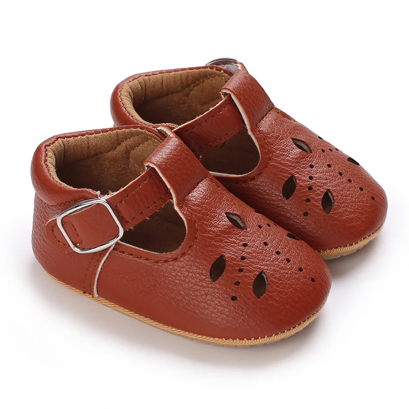 Breathable Newborn Baby Shoes Baby Boy Girl Shoes Girl Classic Bowknot Rubber Sole Anti-slip PU  Toddler Shoes First Walker
