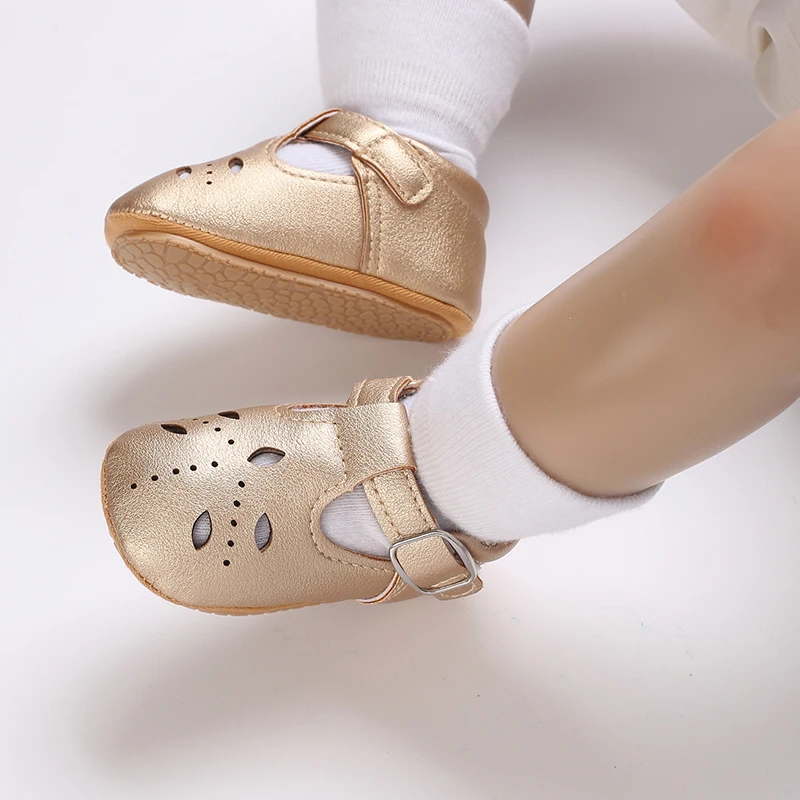 Breathable Newborn Baby Shoes Baby Boy Girl Shoes Girl Classic Bowknot Rubber Sole Anti-slip PU  Toddler Shoes First Walker