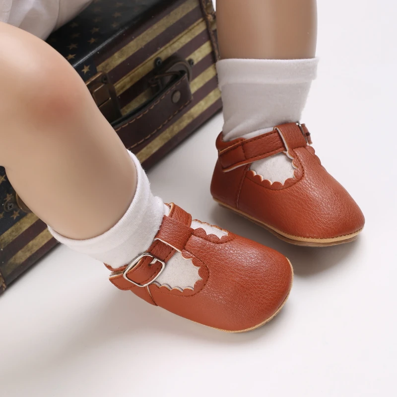 Breathable Newborn Baby Shoes Baby Boy Girl Shoes Girl Classic Bowknot Rubber Sole Anti-slip PU  Toddler Shoes First Walker