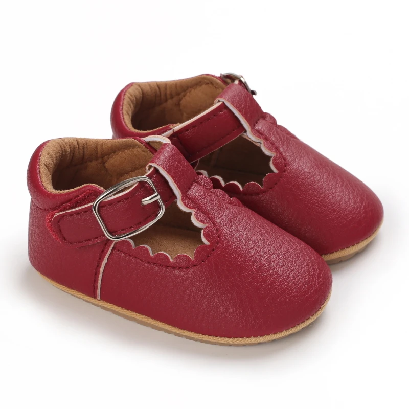 Breathable Newborn Baby Shoes Baby Boy Girl Shoes Girl Classic Bowknot Rubber Sole Anti-slip PU  Toddler Shoes First Walker