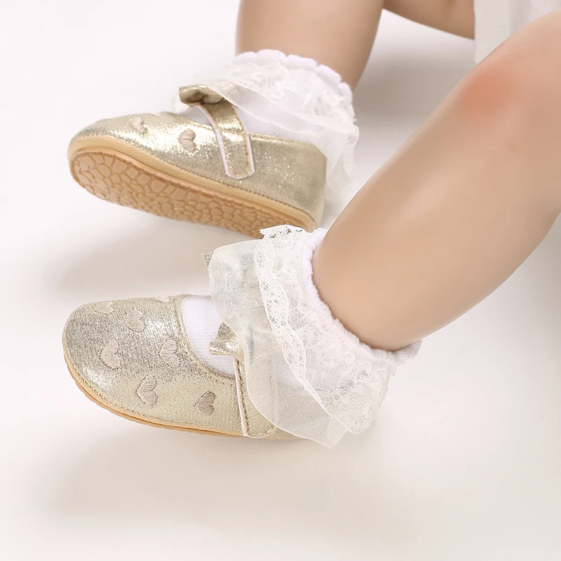Breathable Newborn Baby Shoes Baby Boy Girl Shoes Girl Classic Bowknot Rubber Sole Anti-slip PU  Toddler Shoes First Walker