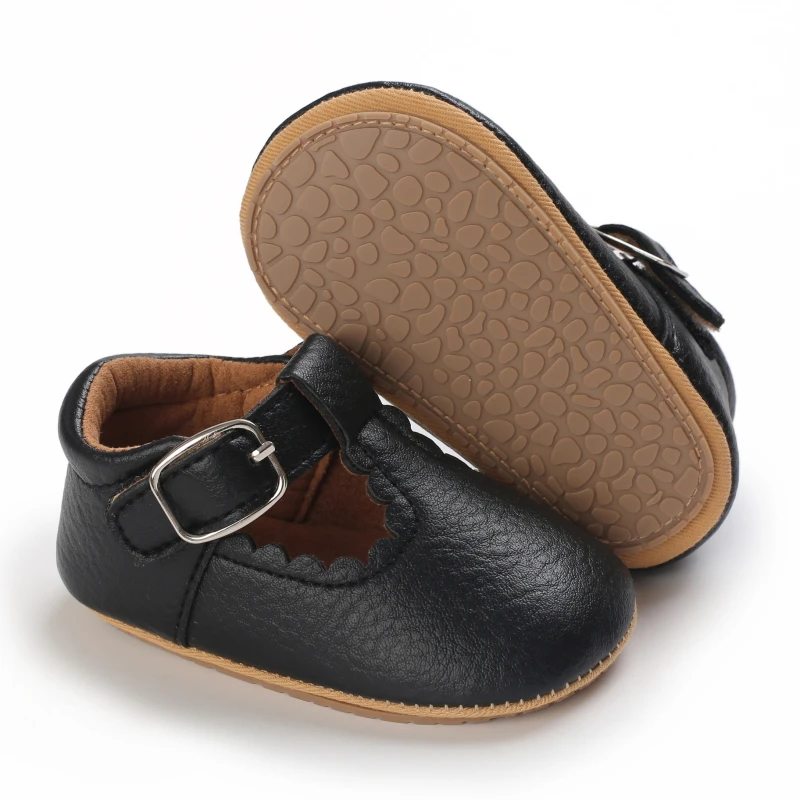 Breathable Newborn Baby Shoes Baby Boy Girl Shoes Girl Classic Bowknot Rubber Sole Anti-slip PU  Toddler Shoes First Walker
