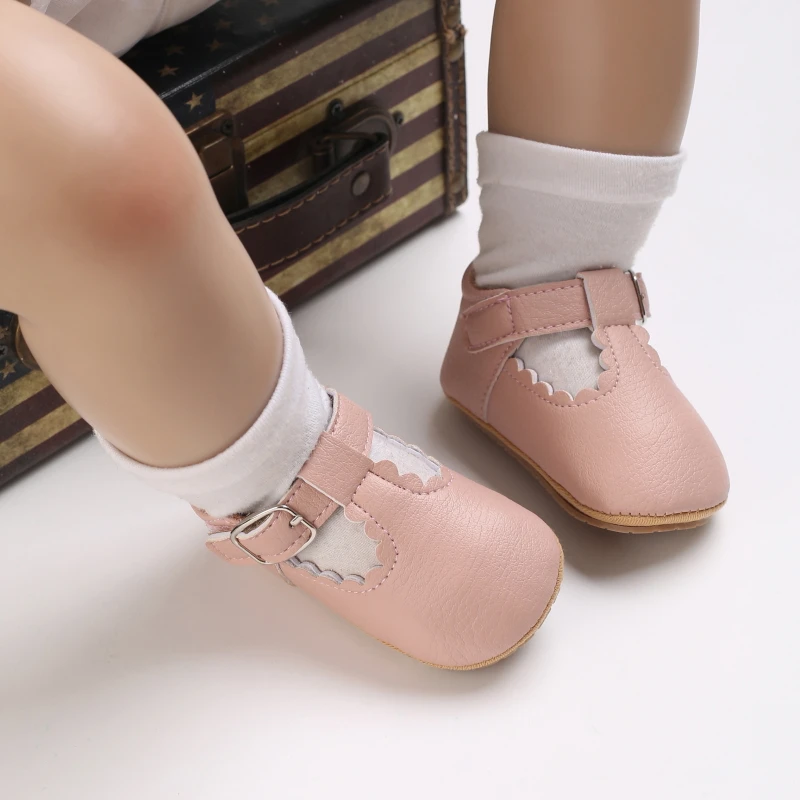 Breathable Newborn Baby Shoes Baby Boy Girl Shoes Girl Classic Bowknot Rubber Sole Anti-slip PU  Toddler Shoes First Walker
