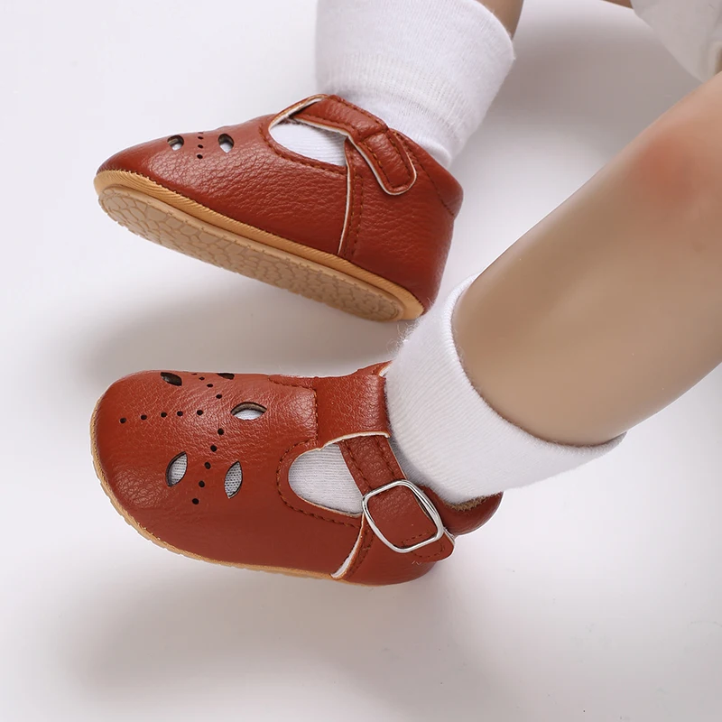 Breathable Newborn Baby Shoes Baby Boy Girl Shoes Girl Classic Bowknot Rubber Sole Anti-slip PU  Toddler Shoes First Walker