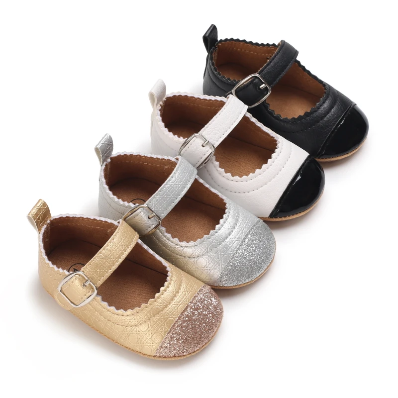 Breathable Newborn Baby Shoes Baby Boy Girl Shoes Girl Classic Bowknot Rubber Sole Anti-slip PU  Toddler Shoes First Walker