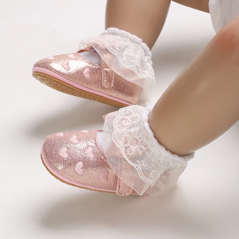 Breathable Newborn Baby Shoes Baby Boy Girl Shoes Girl Classic Bowknot Rubber Sole Anti-slip PU  Toddler Shoes First Walker