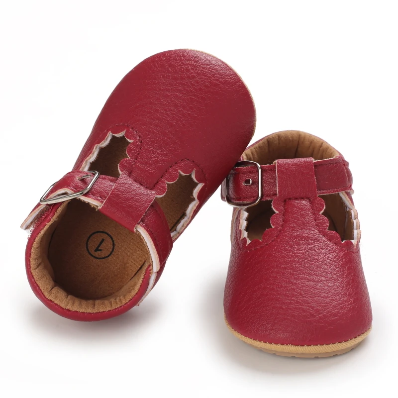 Breathable Newborn Baby Shoes Baby Boy Girl Shoes Girl Classic Bowknot Rubber Sole Anti-slip PU  Toddler Shoes First Walker