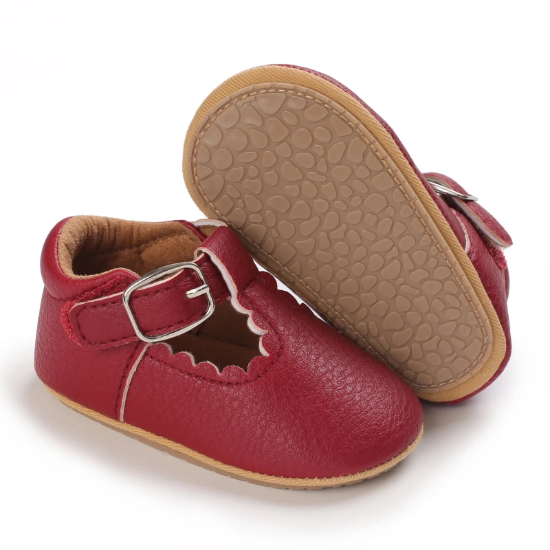 Breathable Newborn Baby Shoes Baby Boy Girl Shoes Girl Classic Bowknot Rubber Sole Anti-slip PU  Toddler Shoes First Walker