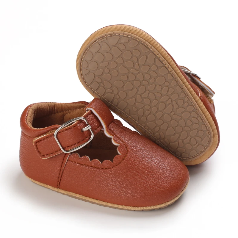 Breathable Newborn Baby Shoes Baby Boy Girl Shoes Girl Classic Bowknot Rubber Sole Anti-slip PU  Toddler Shoes First Walker
