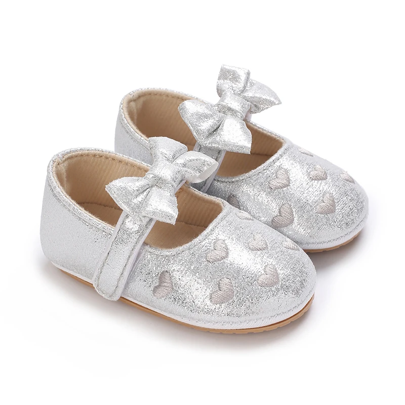 Breathable Newborn Baby Shoes Baby Boy Girl Shoes Girl Classic Bowknot Rubber Sole Anti-slip PU  Toddler Shoes First Walker