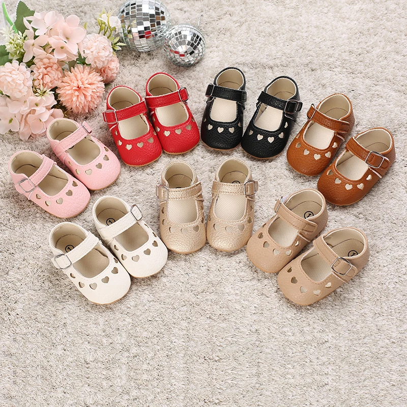 Breathable Newborn Baby Shoes Baby Boy Girl Shoes Girl Classic Bowknot Rubber Sole Anti-slip PU  Toddler Shoes First Walker