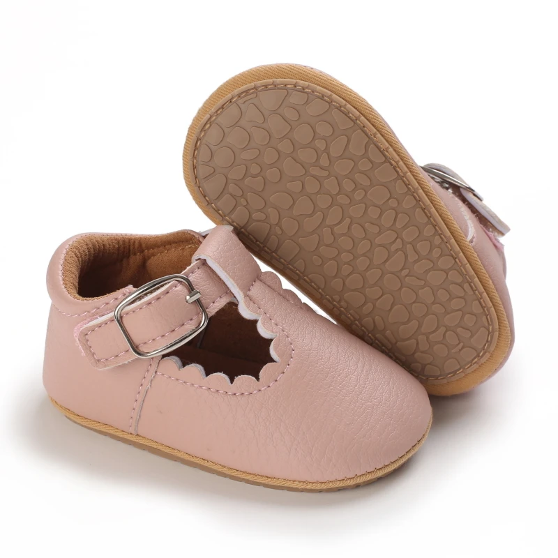 Breathable Newborn Baby Shoes Baby Boy Girl Shoes Girl Classic Bowknot Rubber Sole Anti-slip PU  Toddler Shoes First Walker