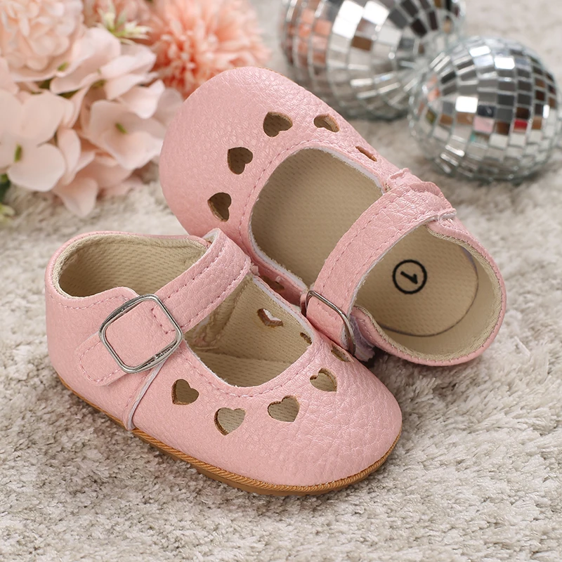 Breathable Newborn Baby Shoes Baby Boy Girl Shoes Girl Classic Bowknot Rubber Sole Anti-slip PU  Toddler Shoes First Walker