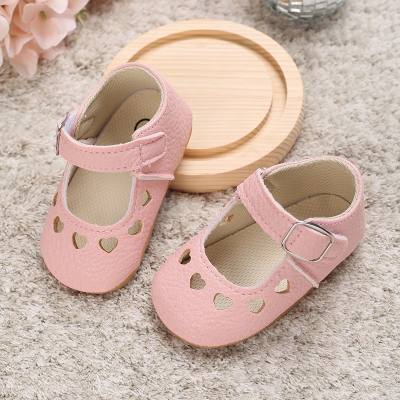 Breathable Newborn Baby Shoes Baby Boy Girl Shoes Girl Classic Bowknot Rubber Sole Anti-slip PU  Toddler Shoes First Walker