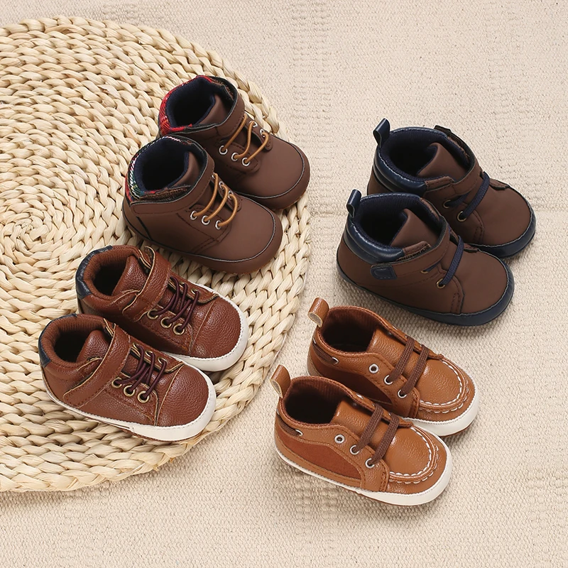 Alternative view of Super Cute Brown Baby Shoes 3 to 18 Month for Toddler Boys and Girls Baby Sneaker Soft PU Leather Baby Casual Shoes