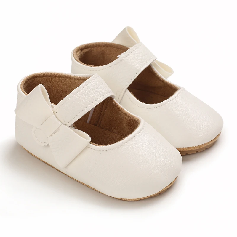 Alternative view of VALEN SINA Baby Casual Shoes Infant Toddler Bowknot Non-slip Rubber Soft-Sole Flat PU First Walker Newborn Bow Decor Mary Janes