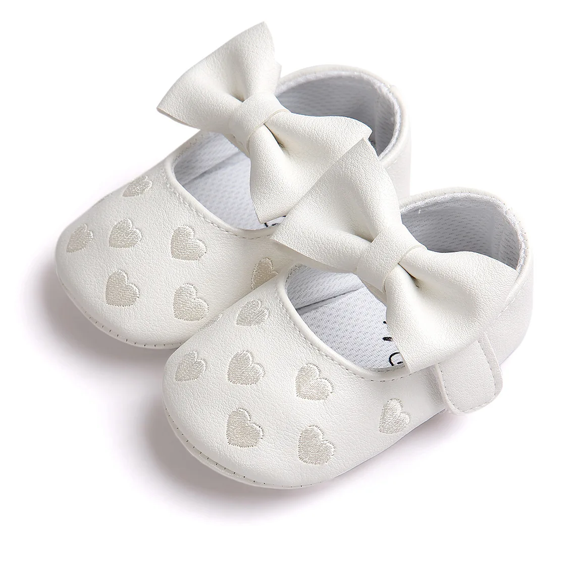Alternative view of Meckior Baby Shoes Classic Dress Cute Bow-knot Heart Anti-slip Soft Sole First Walkers Infant Baby Girls Toddler Shoes 0-18m