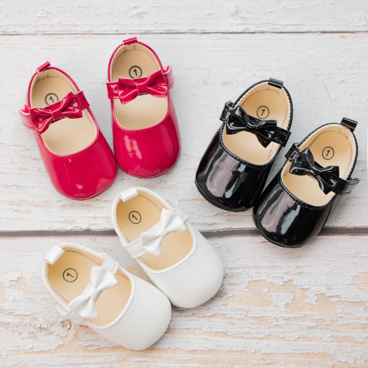 KIDSUN Newborn Baby Shoes Infant Girls Shoes PU Anti-slip Bowknot Classic Princess Dress Shoes Toddler First Walker Crib Shoe