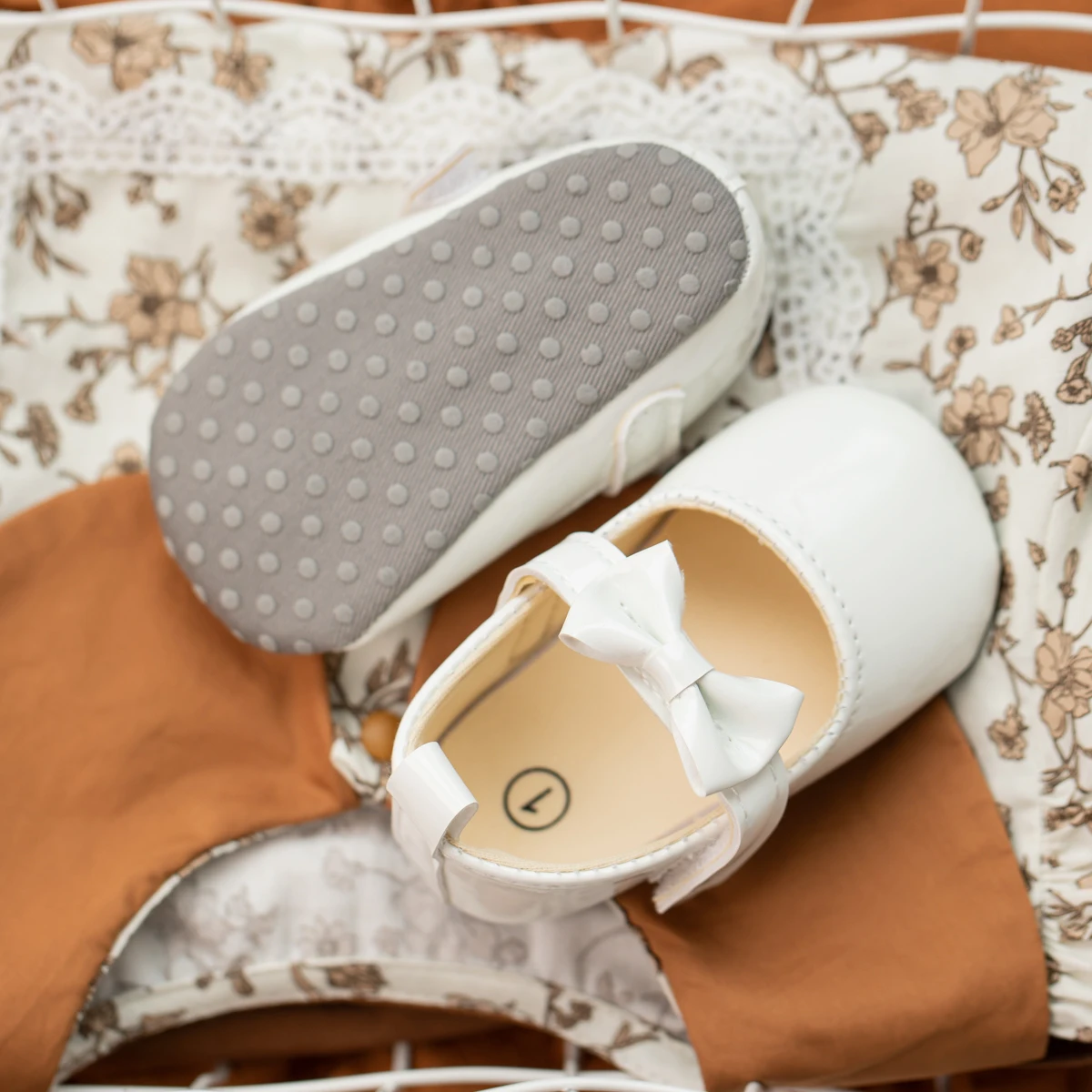 Alternative view of KIDSUN Newborn Baby Shoes Infant Girls Shoes PU Anti-slip Bowknot Classic Princess Dress Shoes Toddler First Walker Crib Shoe