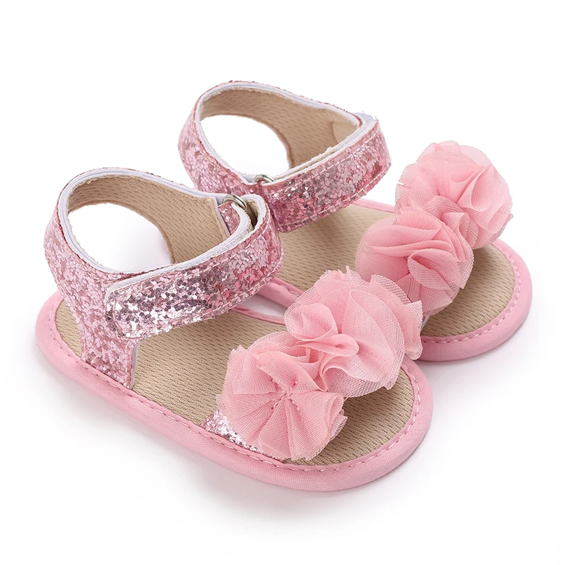 0-18 Months Baby Girls Sweet Flowers Sandals Summer Soft Sole Flat Princess Dress Shoes Infant Non-Slip First Walkers Footwear