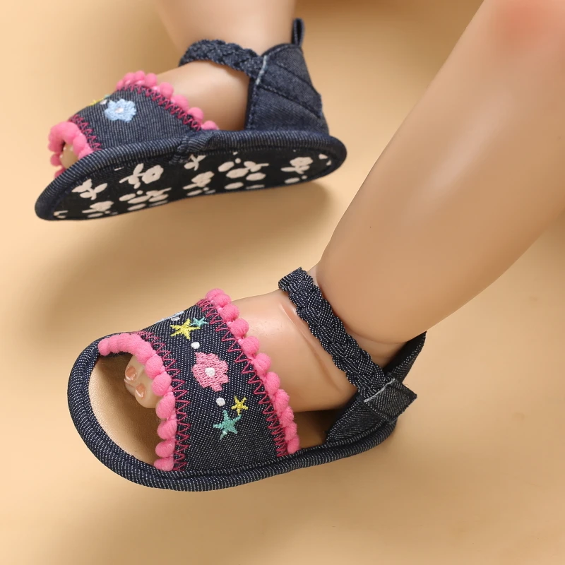 0-18 Months Baby Girls Sweet Flowers Sandals Summer Soft Sole Flat Princess Dress Shoes Infant Non-Slip First Walkers Footwear