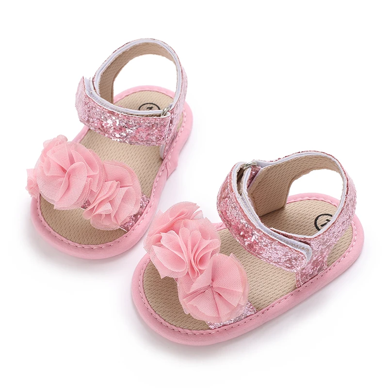 0-18 Months Baby Girls Sweet Flowers Sandals Summer Soft Sole Flat Princess Dress Shoes Infant Non-Slip First Walkers Footwear