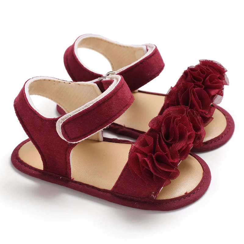 0-18 Months Baby Girls Sweet Flowers Sandals Summer Soft Sole Flat Princess Dress Shoes Infant Non-Slip First Walkers Footwear