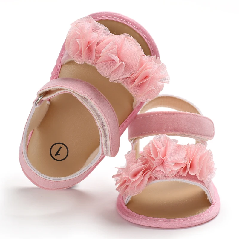 0-18 Months Baby Girls Sweet Flowers Sandals Summer Soft Sole Flat Princess Dress Shoes Infant Non-Slip First Walkers Footwear