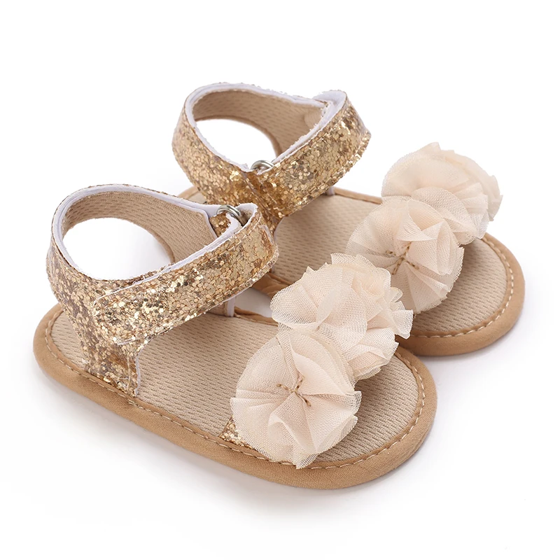 0-18 Months Baby Girls Sweet Flowers Sandals Summer Soft Sole Flat Princess Dress Shoes Infant Non-Slip First Walkers Footwear