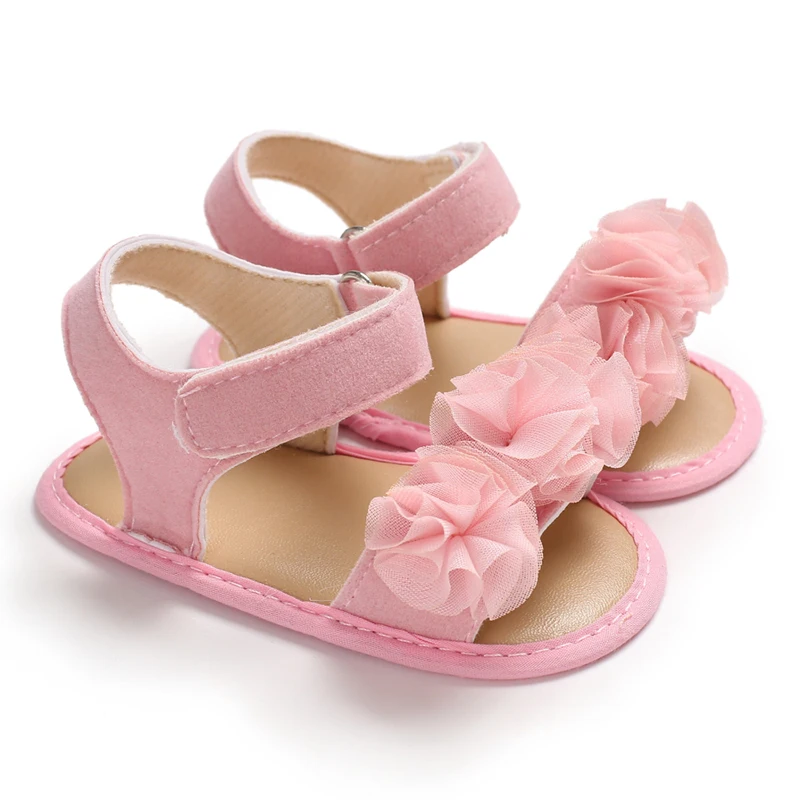 0-18 Months Baby Girls Sweet Flowers Sandals Summer Soft Sole Flat Princess Dress Shoes Infant Non-Slip First Walkers Footwear