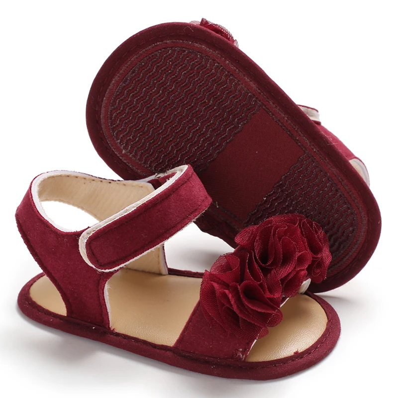 0-18 Months Baby Girls Sweet Flowers Sandals Summer Soft Sole Flat Princess Dress Shoes Infant Non-Slip First Walkers Footwear