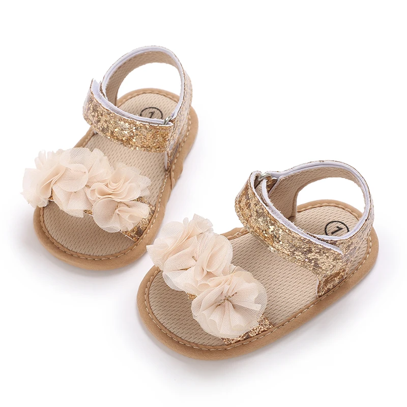 0-18 Months Baby Girls Sweet Flowers Sandals Summer Soft Sole Flat Princess Dress Shoes Infant Non-Slip First Walkers Footwear
