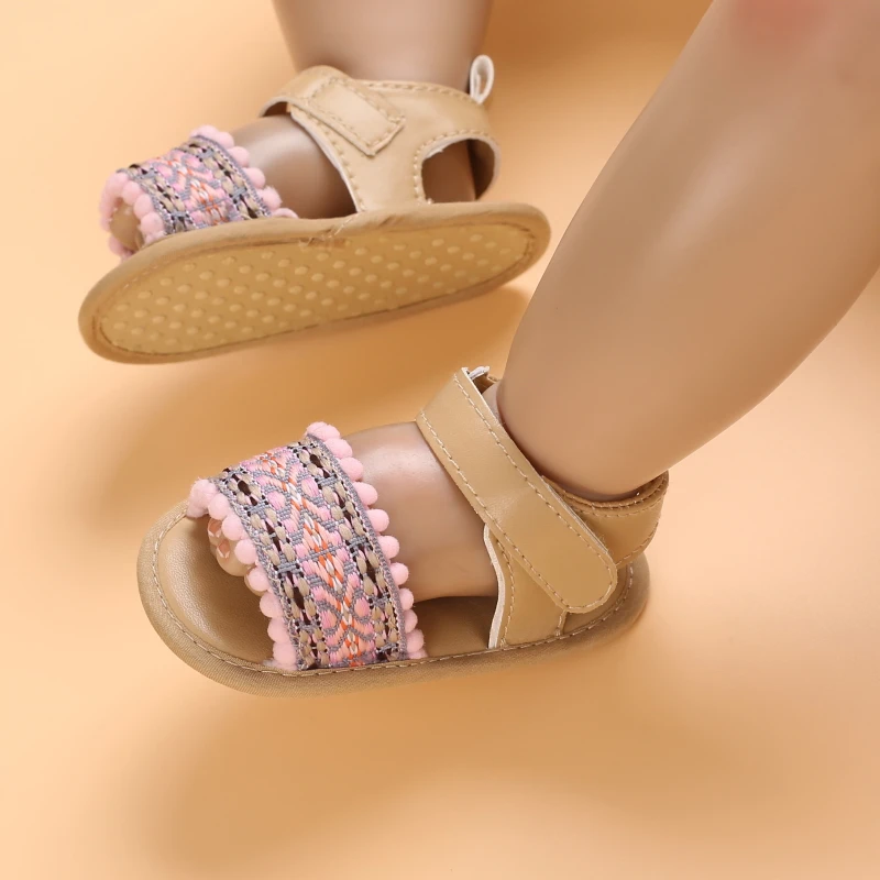 0-18 Months Baby Girls Sweet Flowers Sandals Summer Soft Sole Flat Princess Dress Shoes Infant Non-Slip First Walkers Footwear
