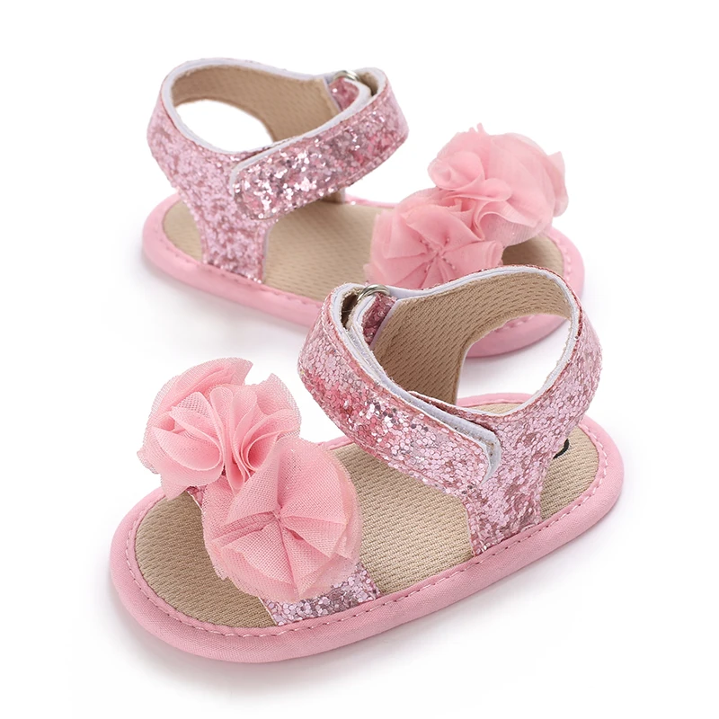 0-18 Months Baby Girls Sweet Flowers Sandals Summer Soft Sole Flat Princess Dress Shoes Infant Non-Slip First Walkers Footwear
