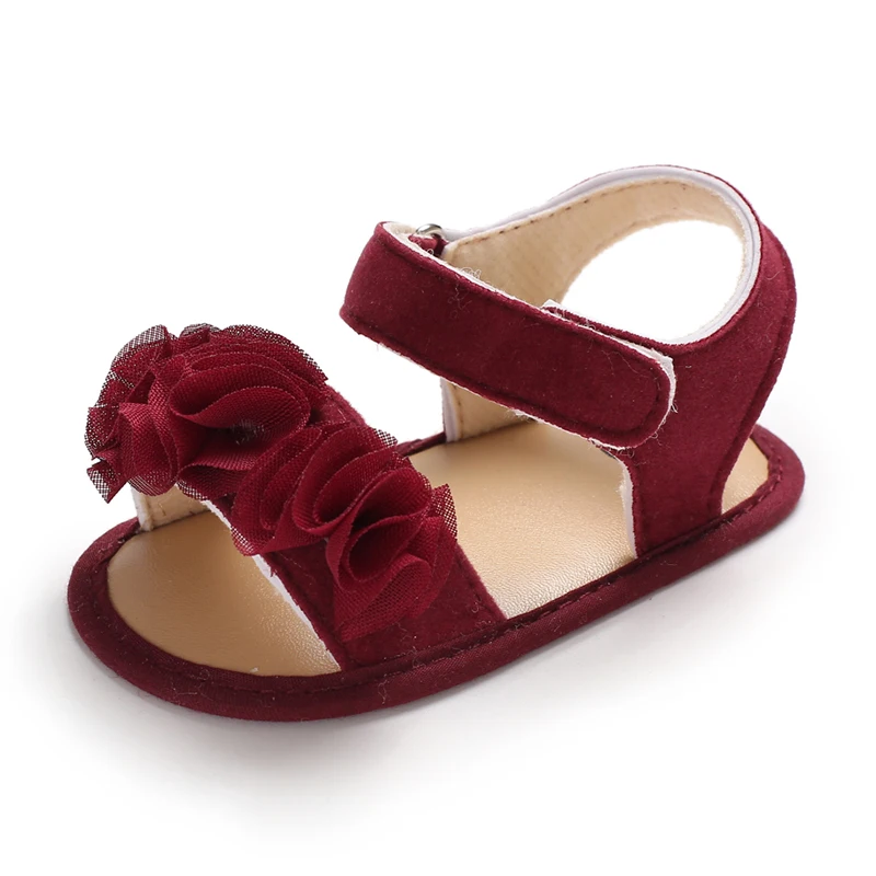 0-18 Months Baby Girls Sweet Flowers Sandals Summer Soft Sole Flat Princess Dress Shoes Infant Non-Slip First Walkers Footwear