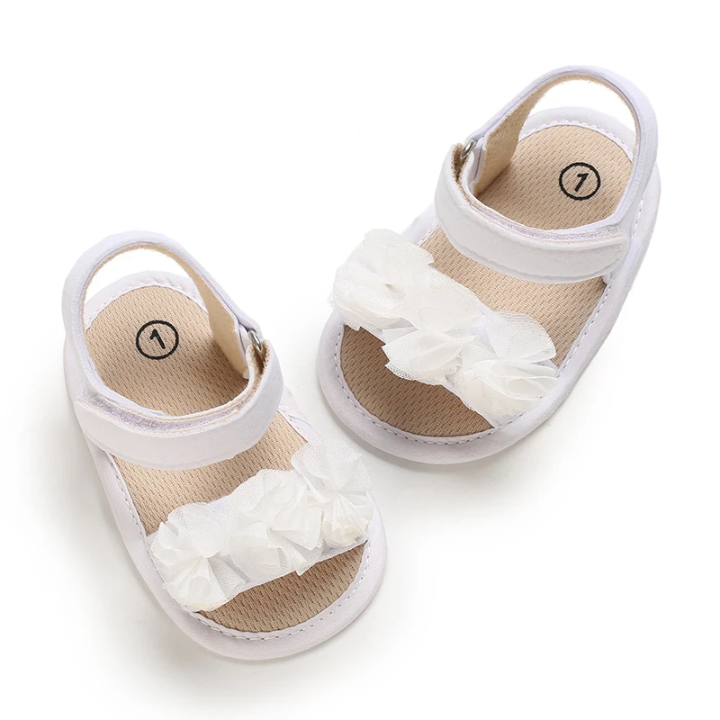 0-18 Months Baby Girls Sweet Flowers Sandals Summer Soft Sole Flat Princess Dress Shoes Infant Non-Slip First Walkers Footwear